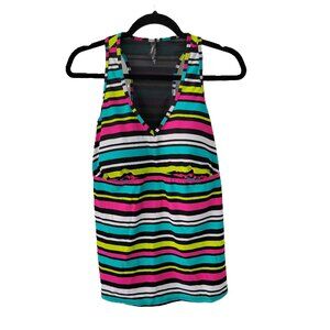 Women's Torrid Wire-Free Racerback Tankini Multi Stripe Swim Top Size 2 (2X)